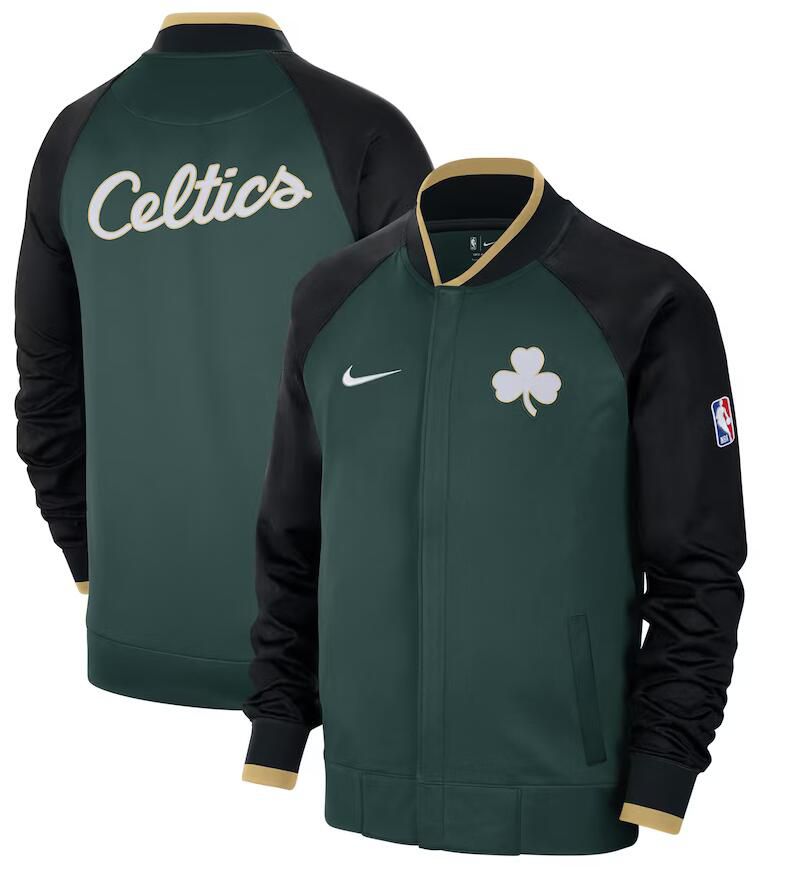 Men Boston Celtics Green Nike City Edition Full Zip Jacket 2023 NBA Jersey->milwaukee bucks->NBA Jersey